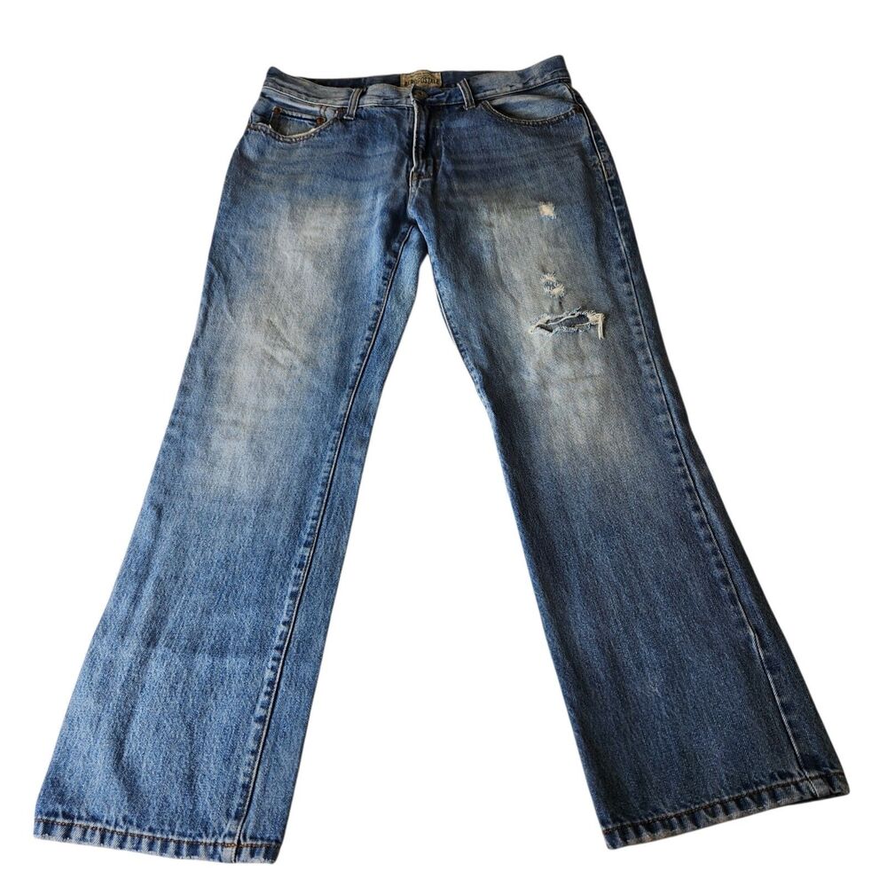 Aeropostale Mens Essex Straight Leg Distressed Denim Blue Jeans 33x29 READ